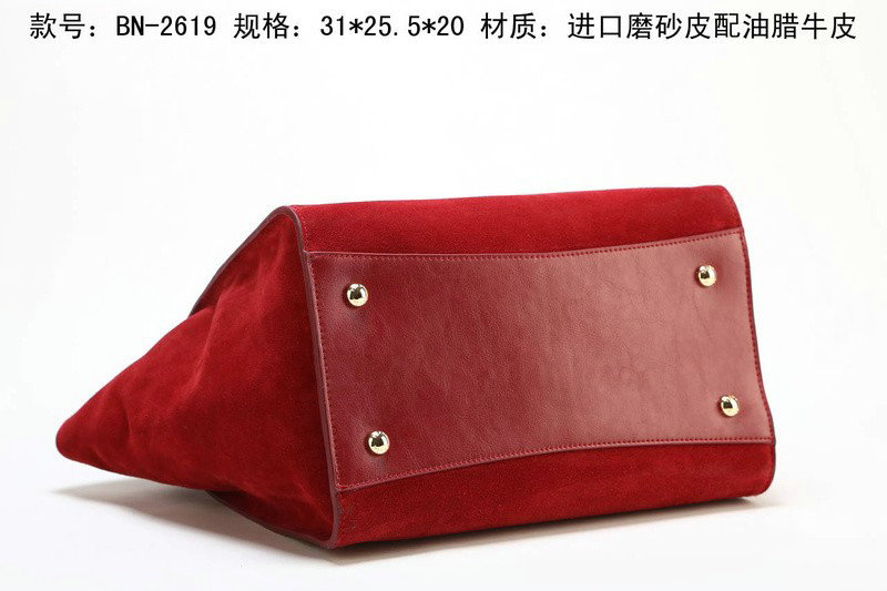 2014 Prada Suede Leather Tote Bag BN2619 red